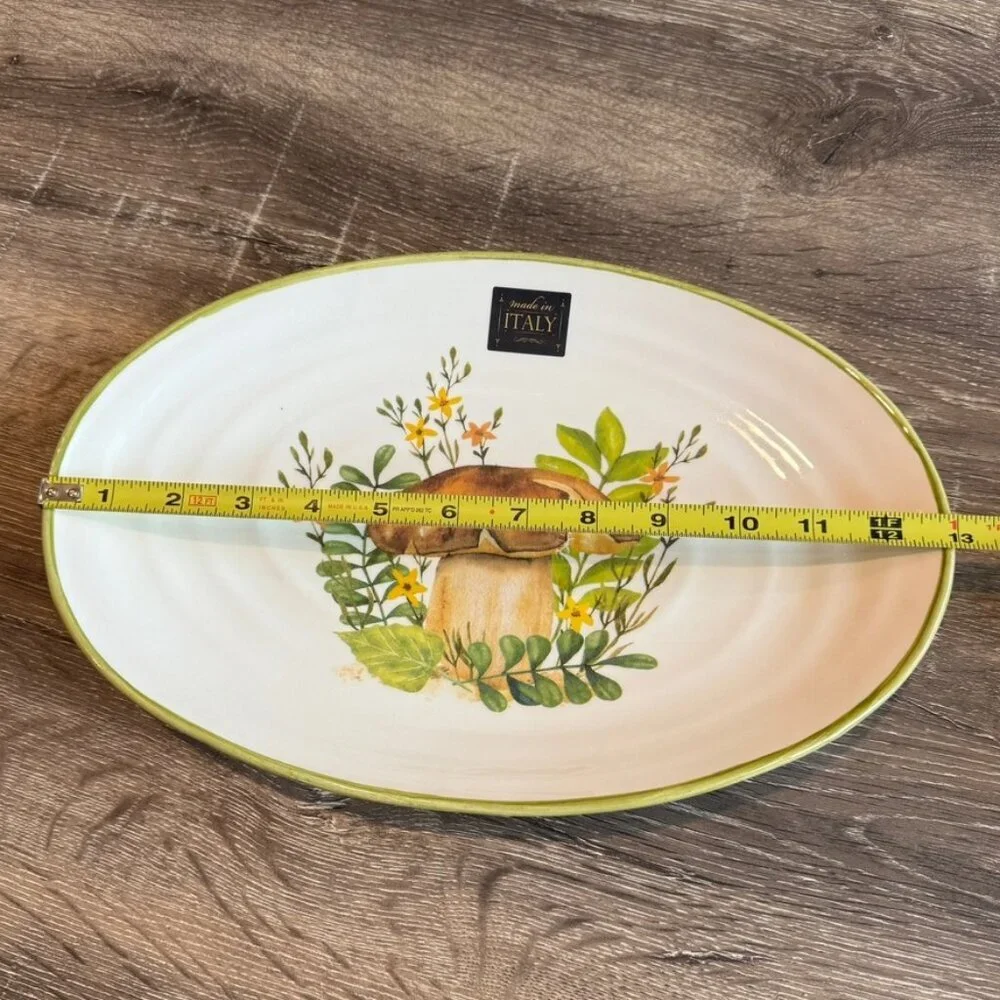 Ceramica Cuore Mushroom Oval Platter, Made Italy.